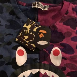 Bape camo half shark mouth shirt .